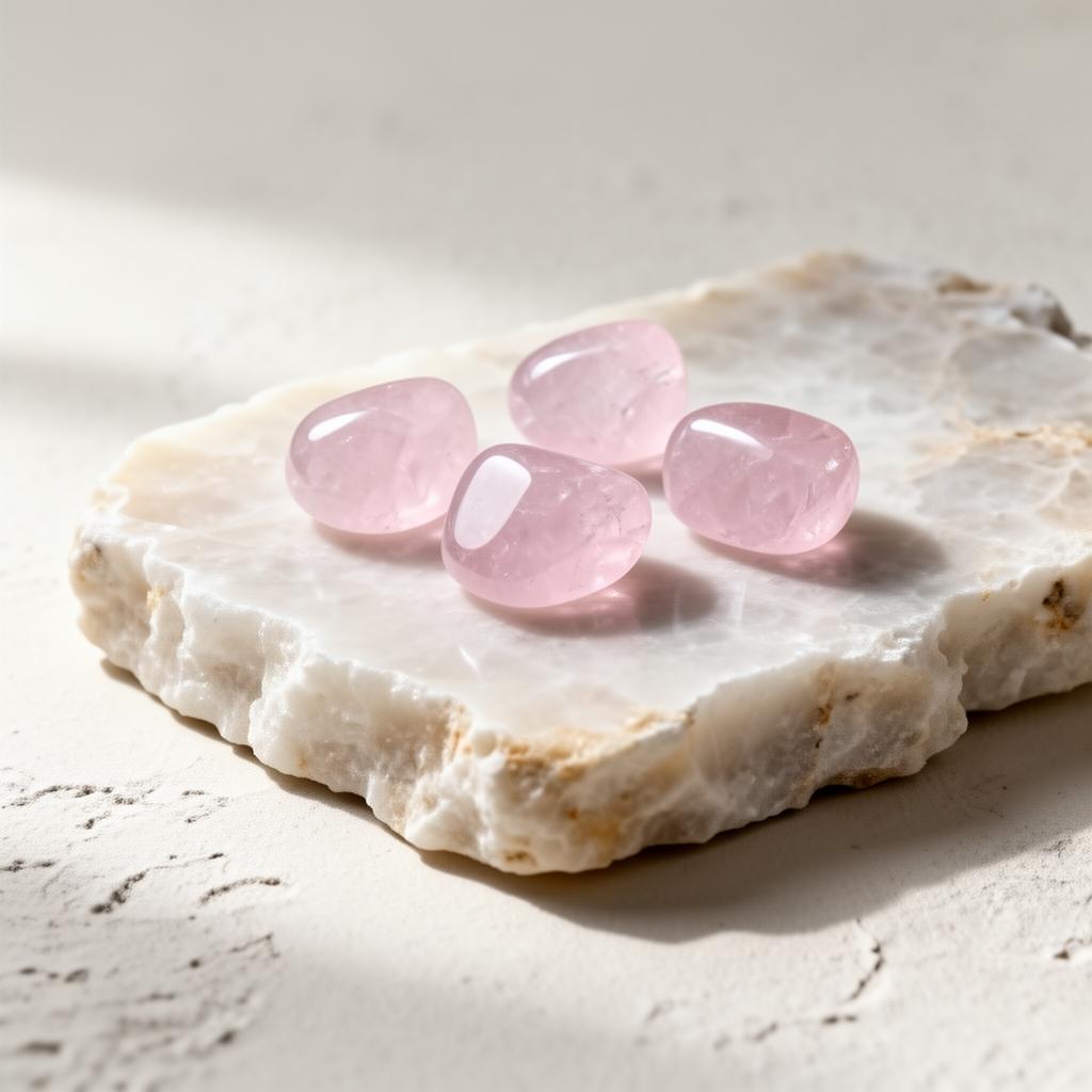 Rose Quartz Tumble stones, gentle pink heart-healing crystals